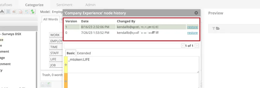 Lhistorique des versions indique les modifications apportées