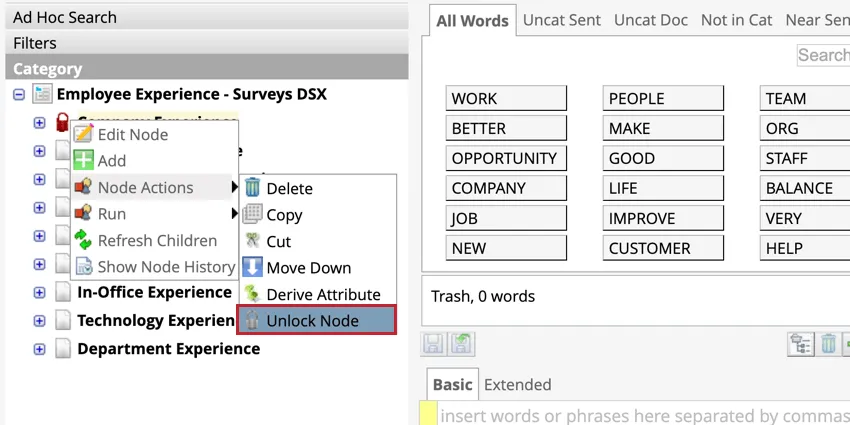 Unlock node through the node actions
