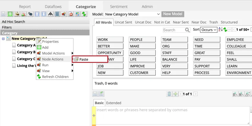 Pegar desde las acciones del nodo