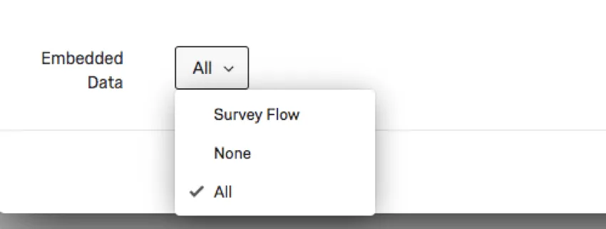 Image of the response report embedded data selection dropdown