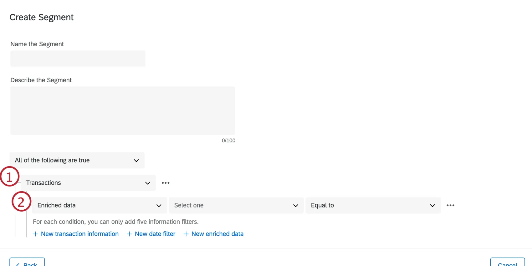 Highlights the enrichment data that is available from the transactions filter