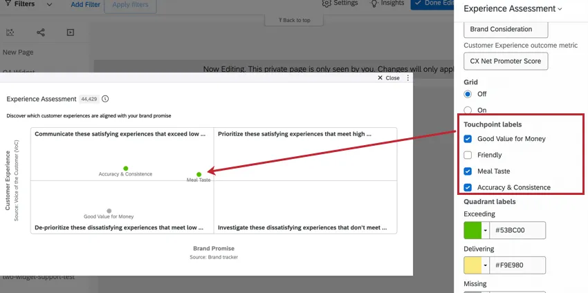 Touchpoint labels, select which ones you would like to display