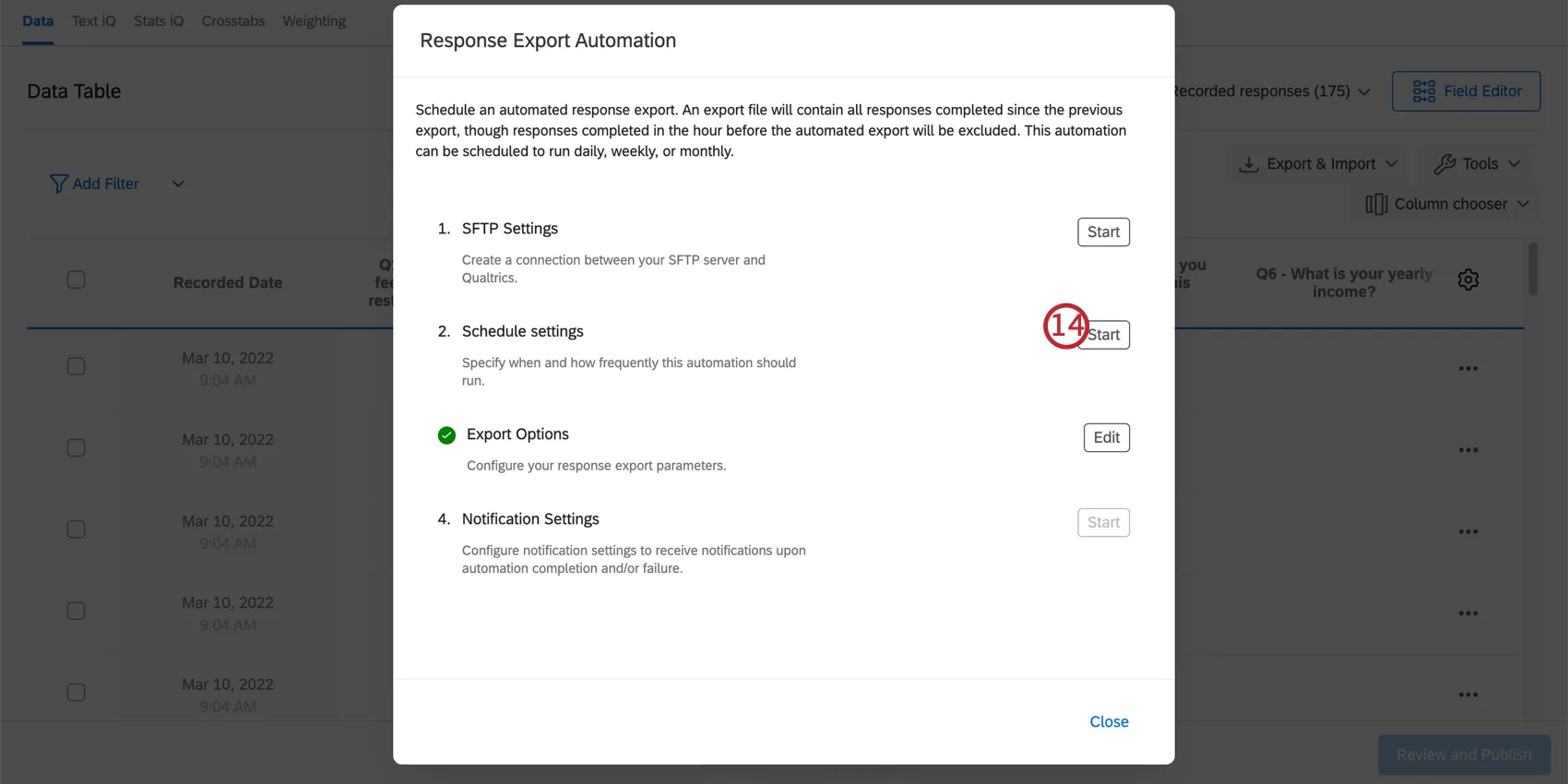 Click start to the right of Schedule Settings in step 14
