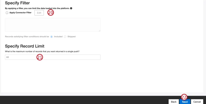 Agregar un filtro de conector para filtro los datos entrantes