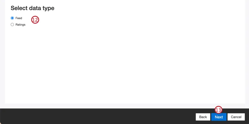 Seleção de feed ou classificações