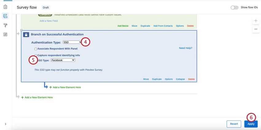 setting the sso type to facebook