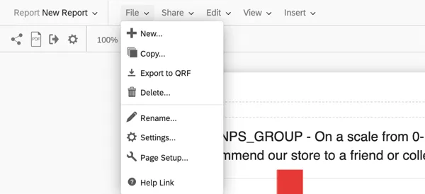the file tab of an advanced report