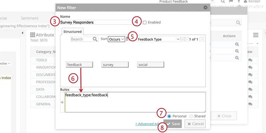 Creating and editing a filter using the new filter menu