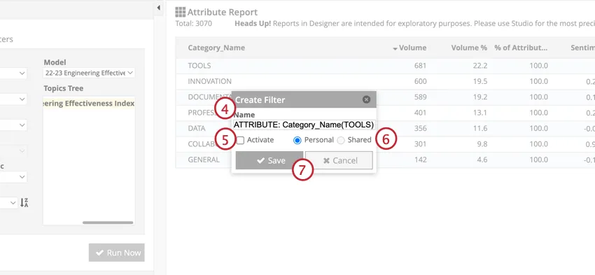 Naming the filter and saving it
