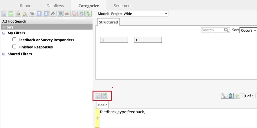 Save buttons above rule lanes in categorize tab