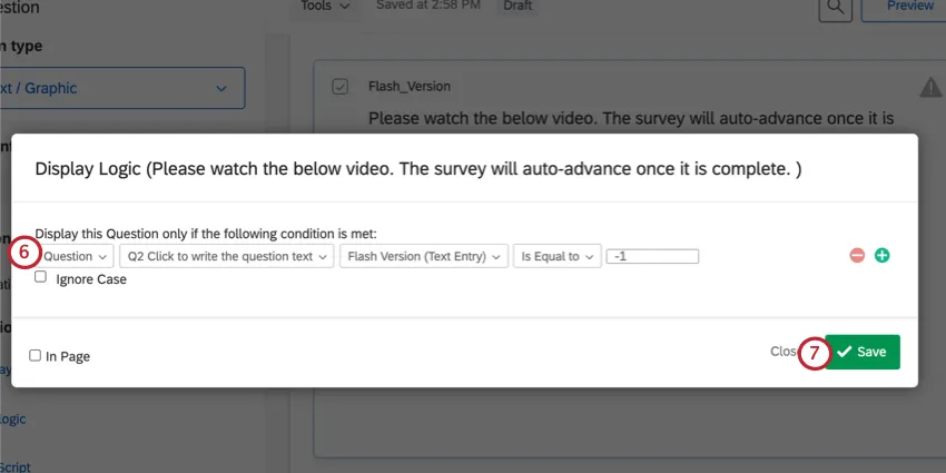 creating the display logic to display the mp4 question