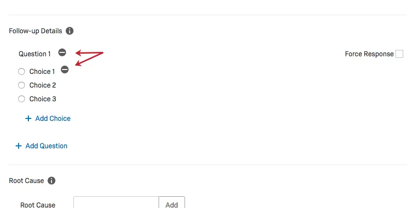 Image showing how to delete questions and choices
