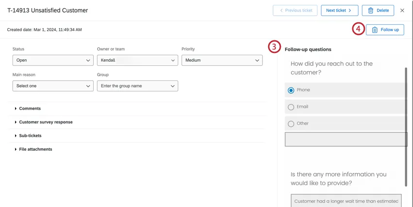 チケットで調査フォローアップ