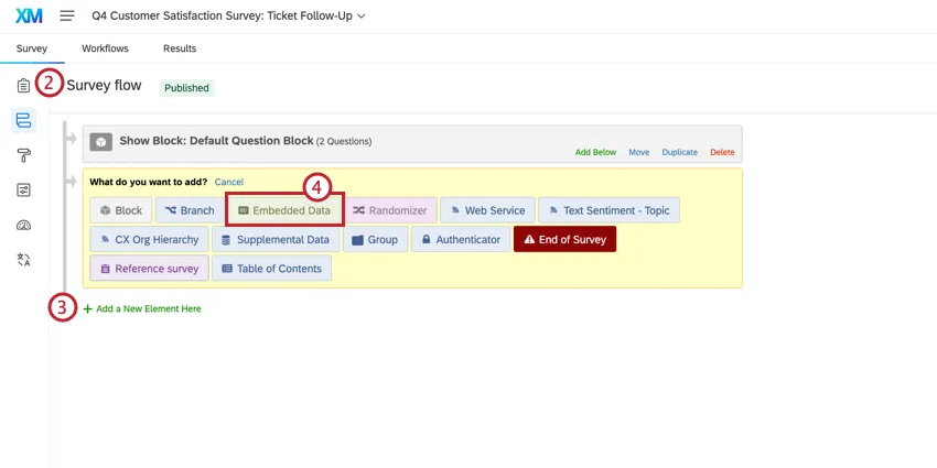 Embedded data in the survey flow