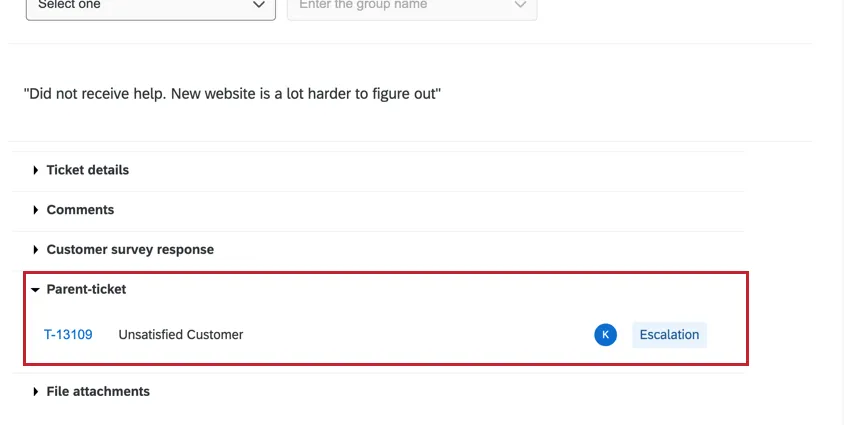 Création dun ticket parent dans un ticket secondaire