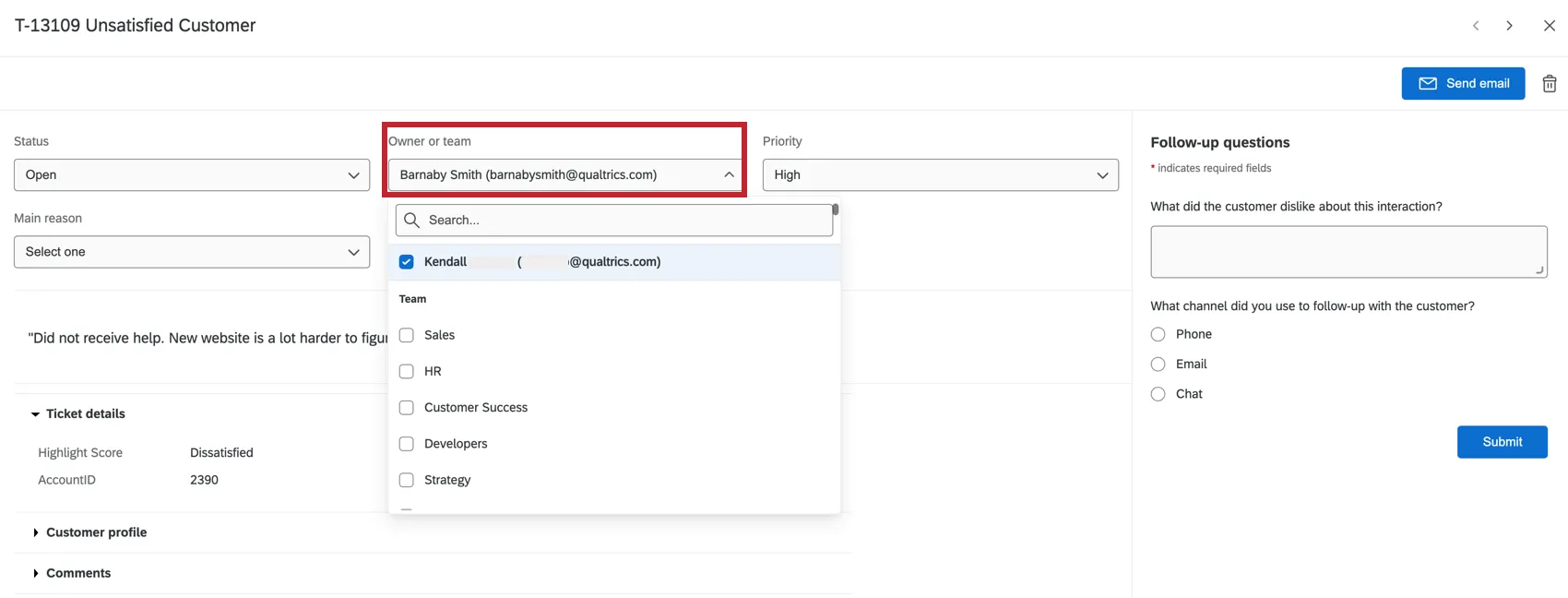 Dropdown-Menü Zuordnen zu