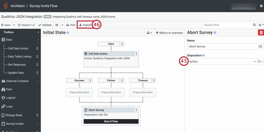 changing the disposition to optout before publishing the flow