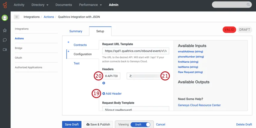 adding our API token as a header
