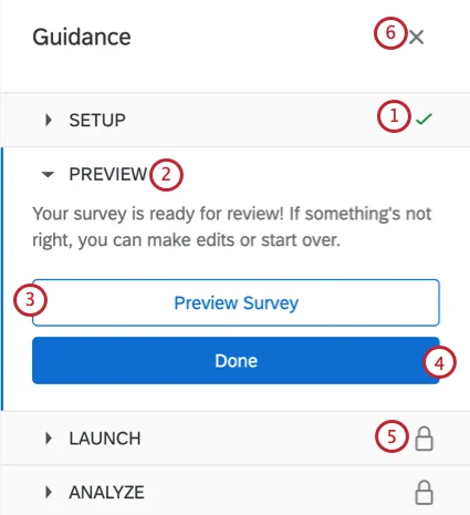 a zoom-in of the guidance panel. the different aspects are numbered