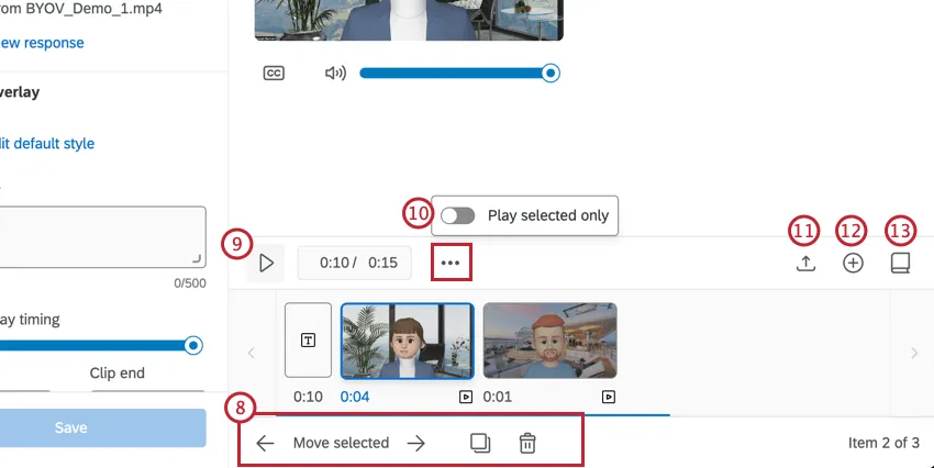 Editar el carrete usando la línea de tiempo