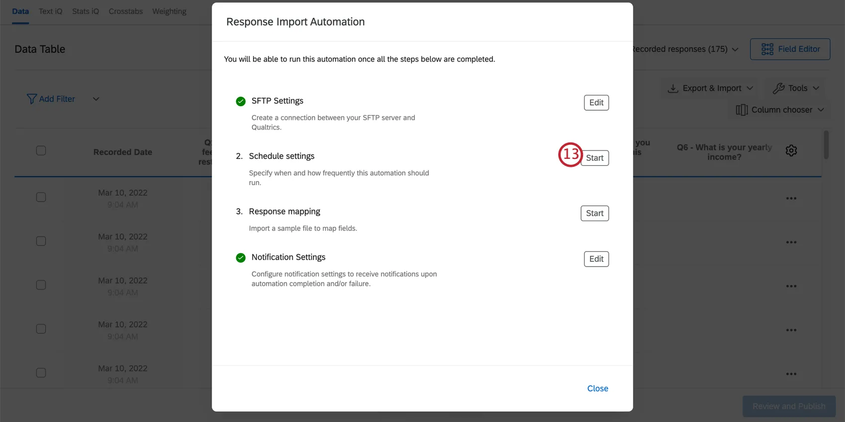 Click Start to the right of Schedule Settings in step 13