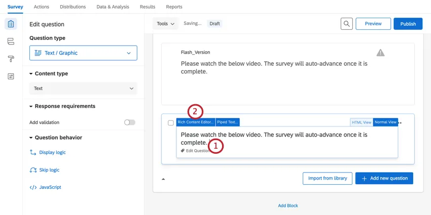 Seleccionar el editor de contenido enriquecido en una pregunta