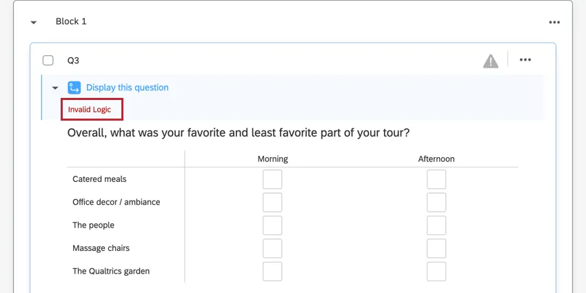 the invalid logic error on a question