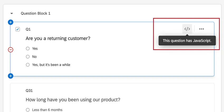 the javascript icon in the top right corner of the question