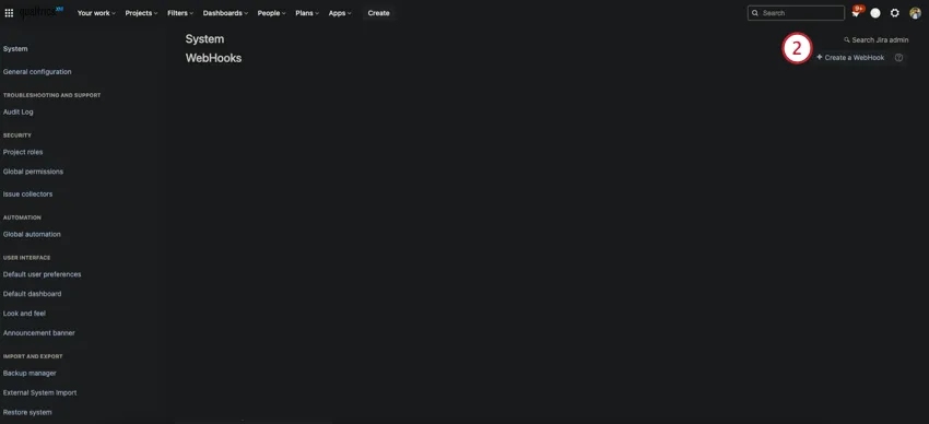 Créer un bouton webhook dans le menu de ladministrateur Jira