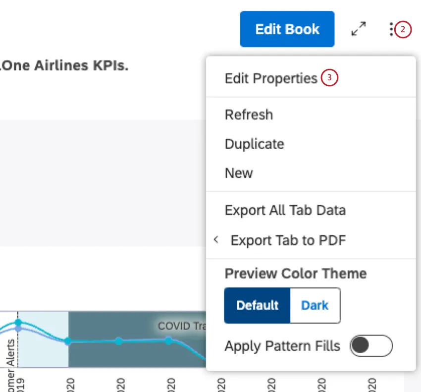Edit properties from the options menu