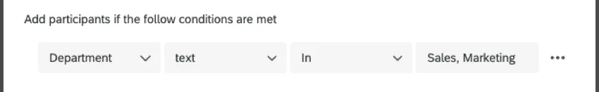 a logic created for a text field with "in" logic