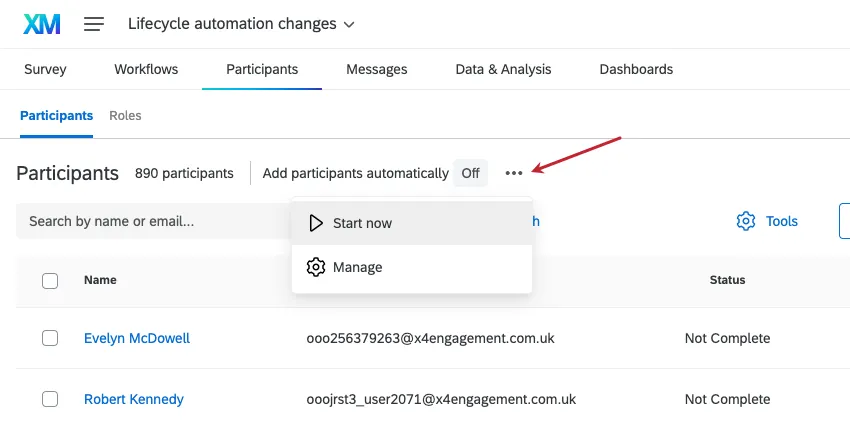 Expanded dropdown appears next to automation