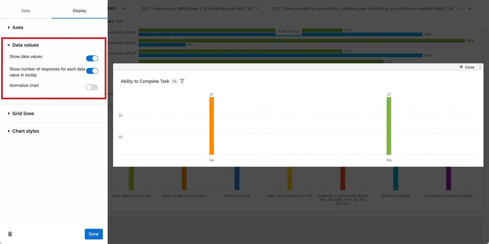 Mostra il menu di configurazione del display.