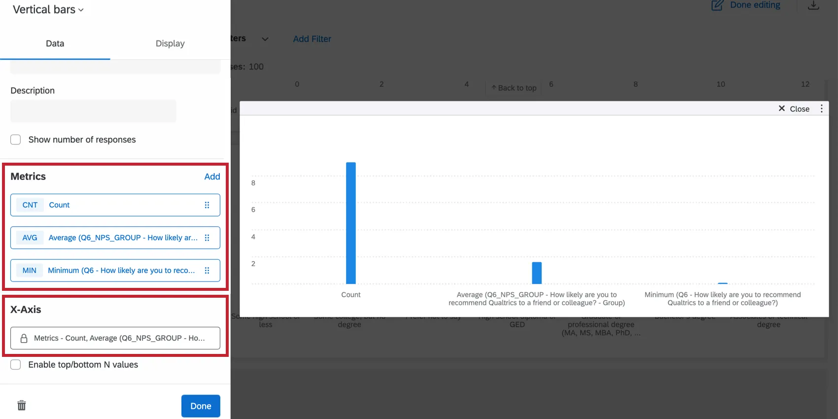 Shows locked X-Axis with multiple metrics fields.