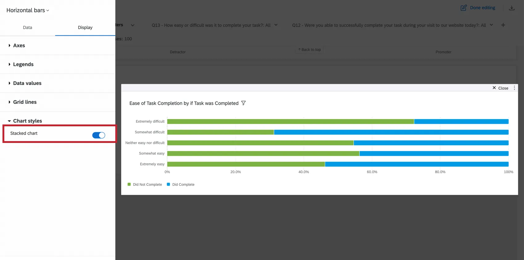 Shows a stacked horizontal bar chart widget.