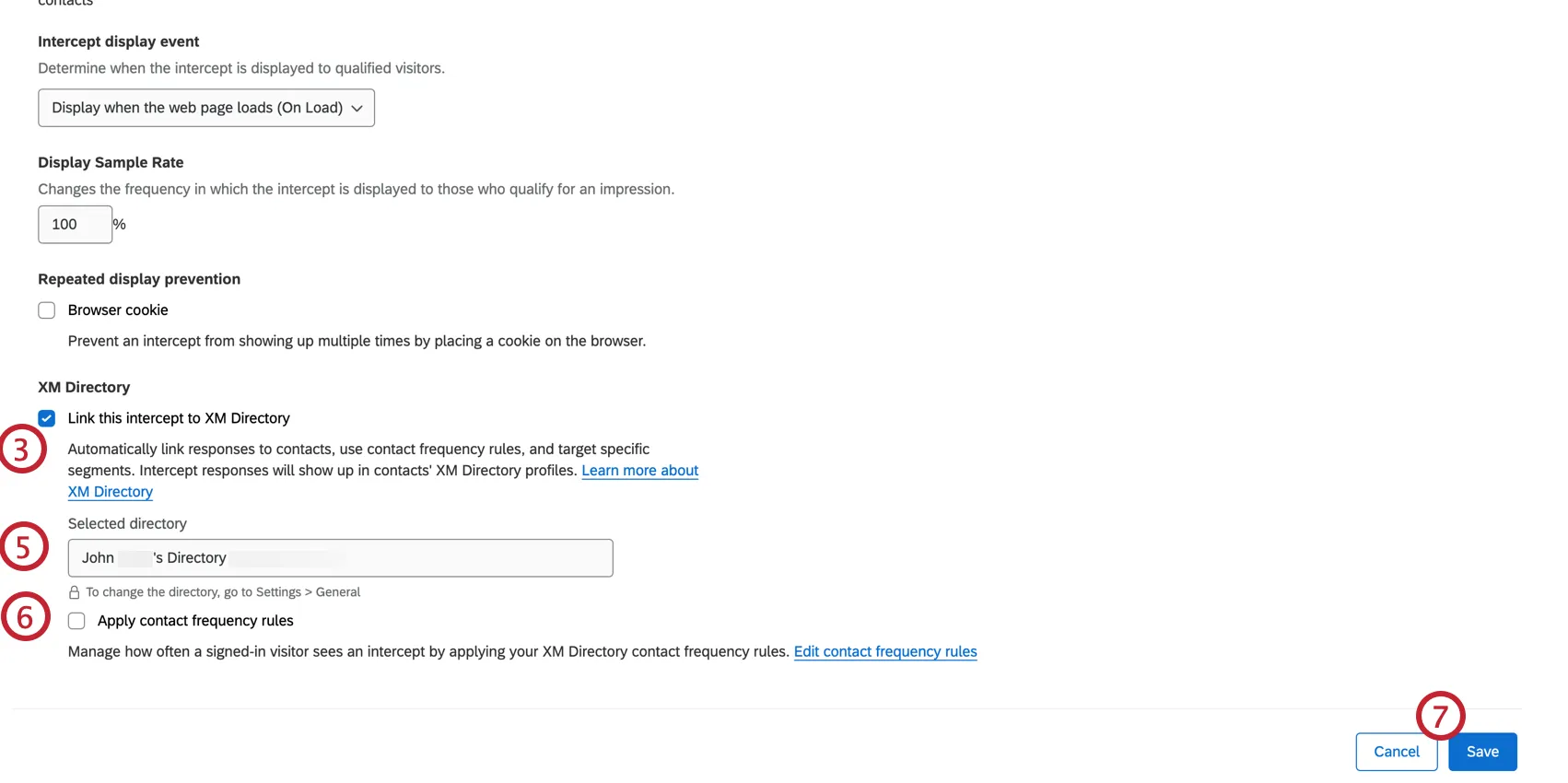 Registerkarte mit Optionen für Verzeichniseinstellungen