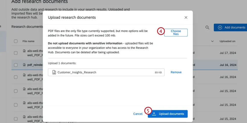 Scegliere e caricare i file