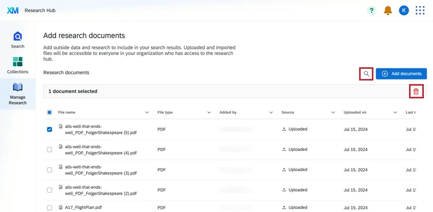 Such- und Papierkorbsymbol