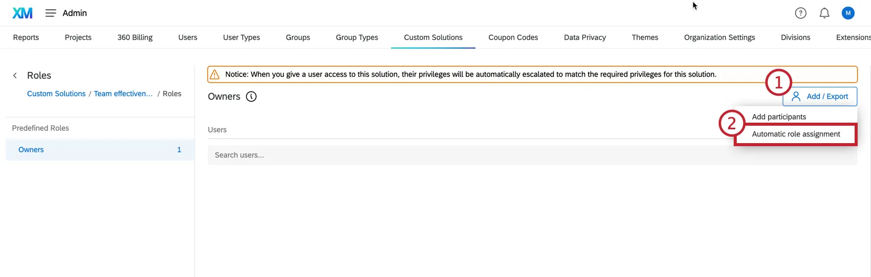 Shows how to add users via the add user button then highlights the auto roll enrollment option