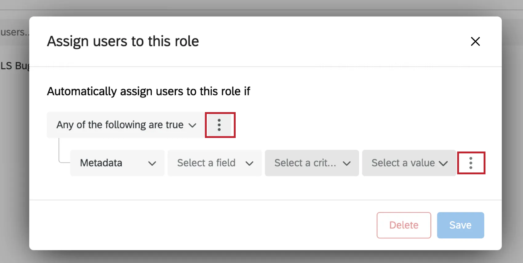 Shows dots that allow users to add conditions.