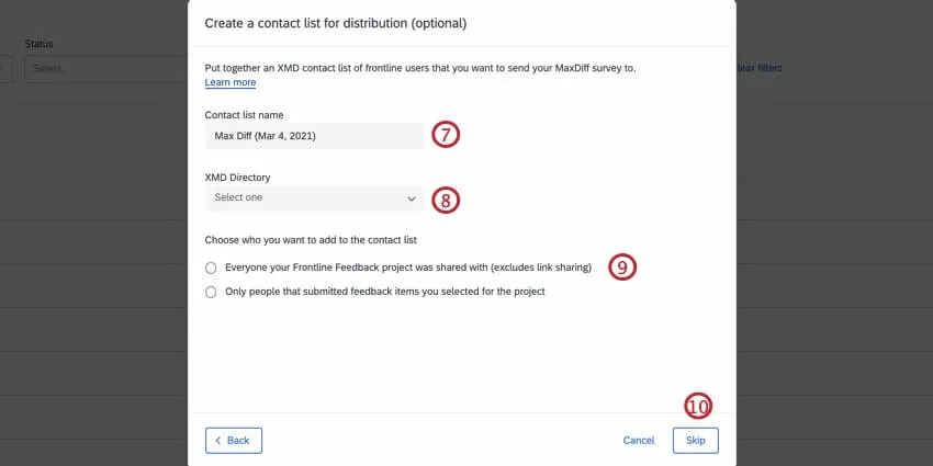 Create a contact list for distribution