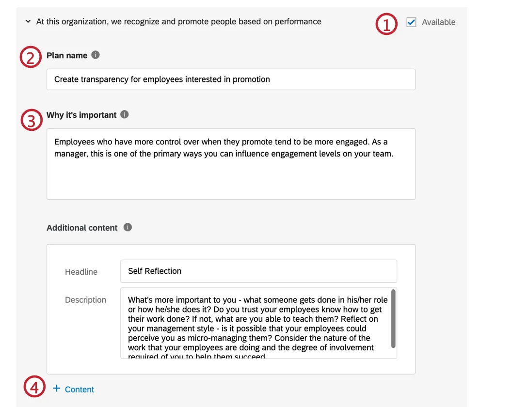 Specific guidance settings