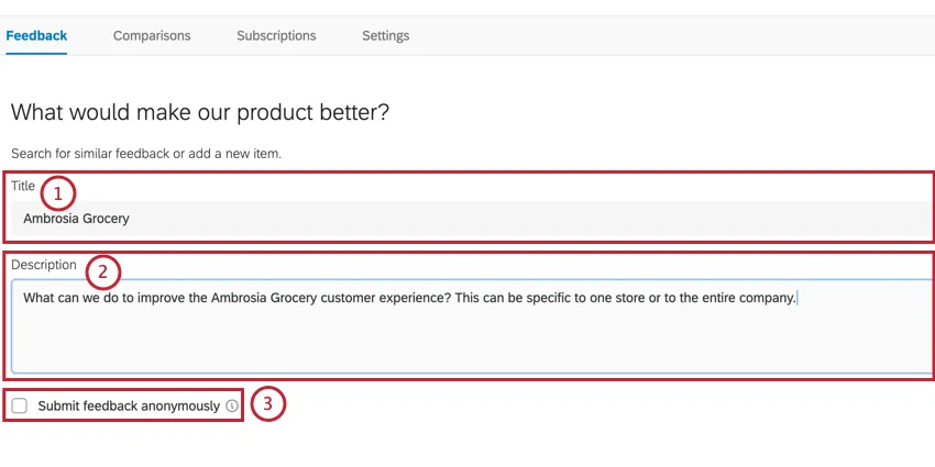 Scheda opinioni di un progetto Frontline Feedback in dettaglio