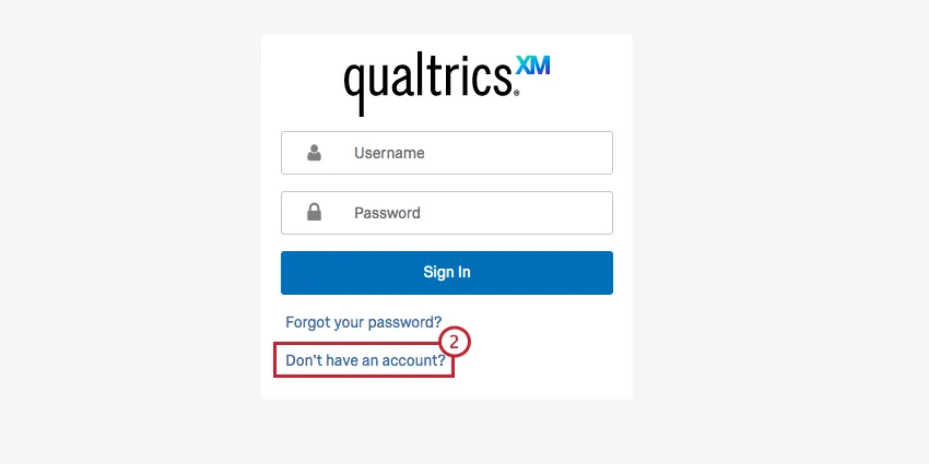 Image de lécran de connexion de lOrganisation avec loption "Je nai pas de compte" surlignée