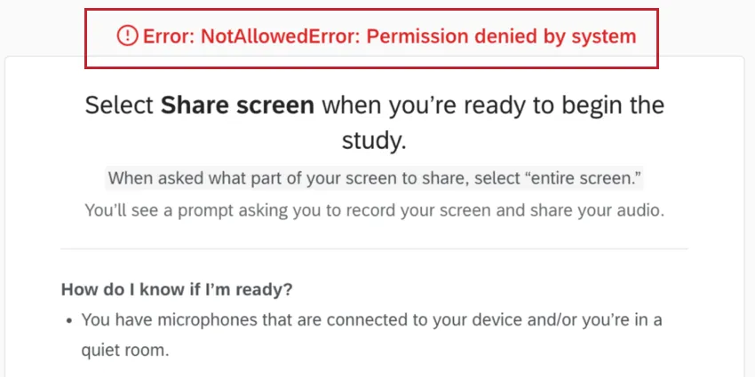 Mensagem de erro Not Allowed (Não permitido)