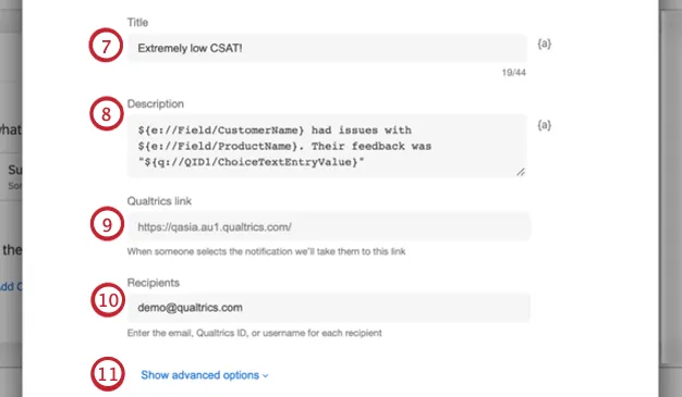 configurar os detalhes básicos para a tarefa de feed de notificação