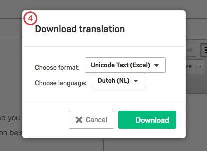 Download Menu di traduzione con opzioni per la scelta del formato e della lingua