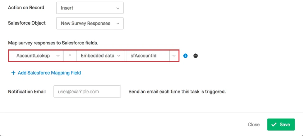 Pase el ID de Cuenta de Salesforce a Qualtrics