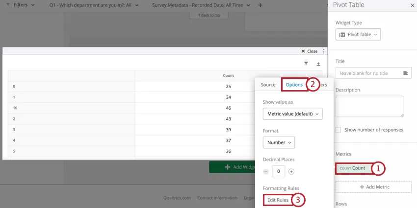 image of how to reach formatting rules in a metric for a pivot table