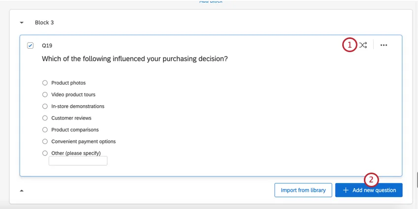 after adding randomization to the question, clicking add new question
